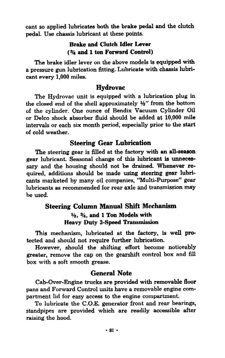 1954 Chevrolet Trucks Operators Manual Page 76